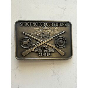NRA Whittington Center Belt Buckle Shooting For Our Future Crossed‎ Rifles Brass